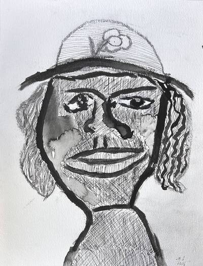 Portrait à la fleur blanche